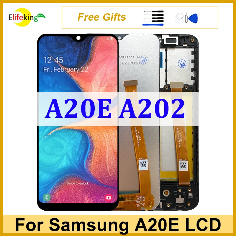 

5.8'' LCD For Samsung Galaxy A20E A202 Display Touch Screen A202DS A202F Digitizer Assembly Pantalla Replacement With Frame