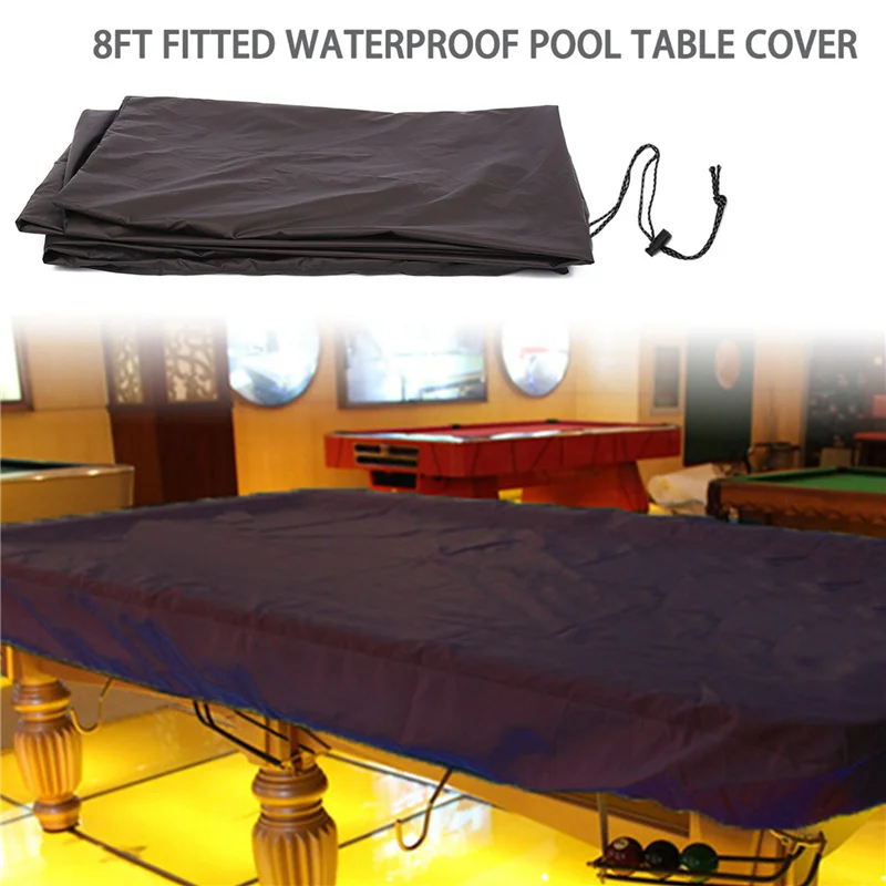 

A34R 5Pcs 8Ft Billiard Pool Table Cover With Drawstring Durable Waterproof Table Cover For Rectangle Table, Black
