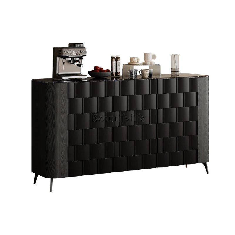 

Italian light luxury entrance black decorative cabinet simple modern restaurant antique locker