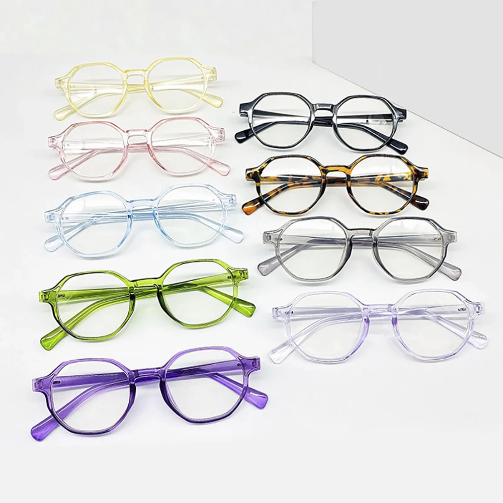 Retro Polygon Frame Anti Blue Light Glasses Fashion Lightweight Women Men Plain Glasses Computer Light Blocking Optical Eyewear