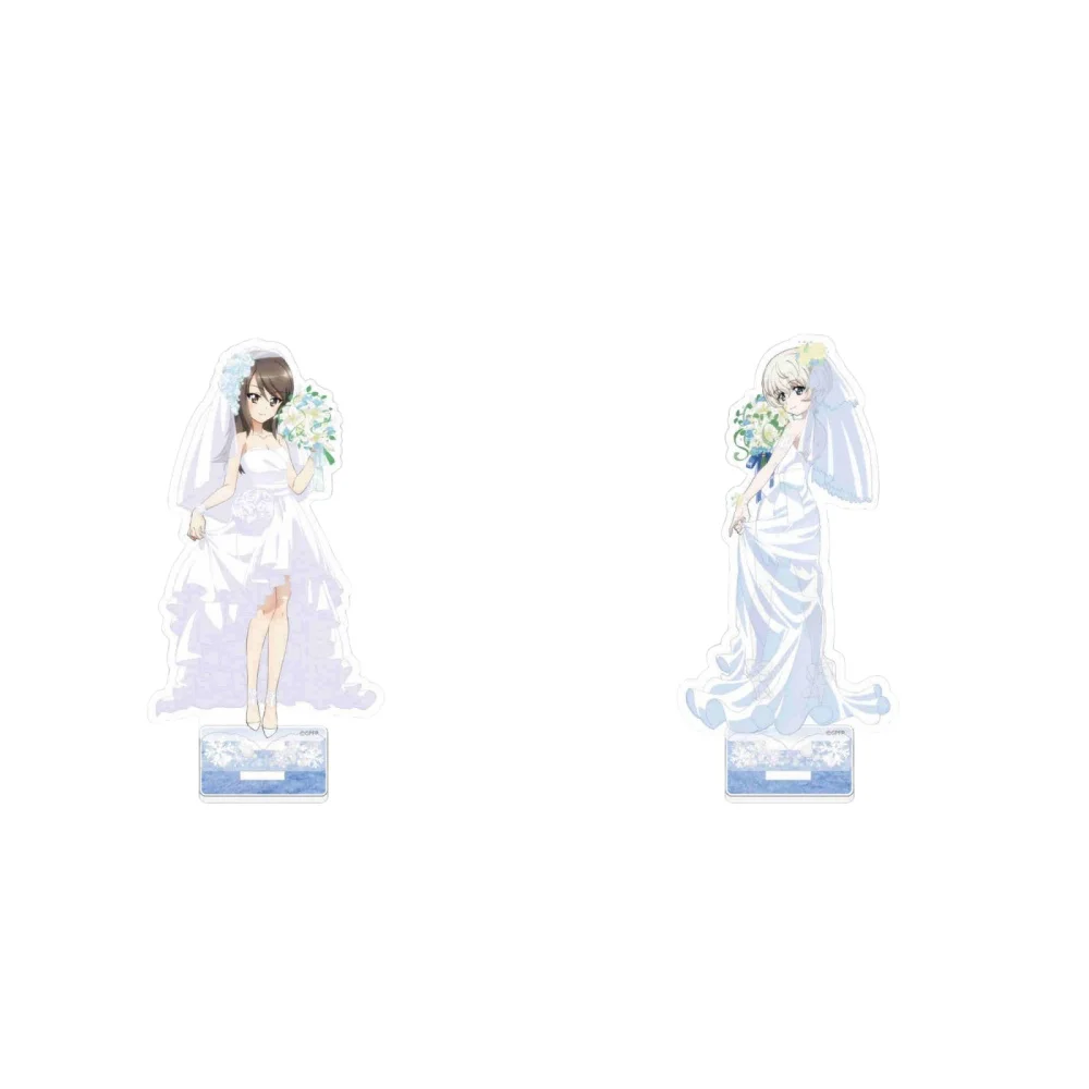 Loen Anime Peripheral Store GIRLS und PANZER The Movie Acrylic Stand Wedding dress theme  PVC Desktop decor About 15cm