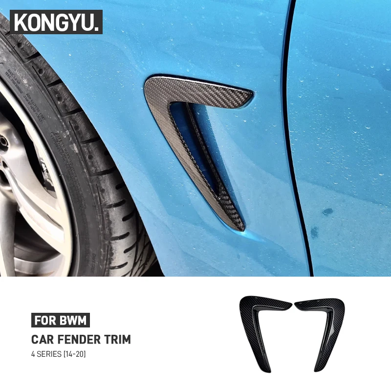 For BMW 4 Series F32 F33 F36 2014-2020 Real Carbon Fiber Car Fender Trim Side Body Air Vent Decoration Cover Sticker Accessories