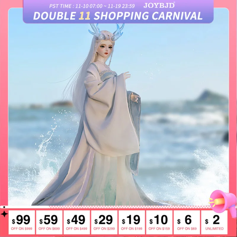 

Fantasy Angel 1/3 BJD Doll Qianru The Legend of Mountain Gods in Chinese Mythology Human Body has Dragon Horns Dolls