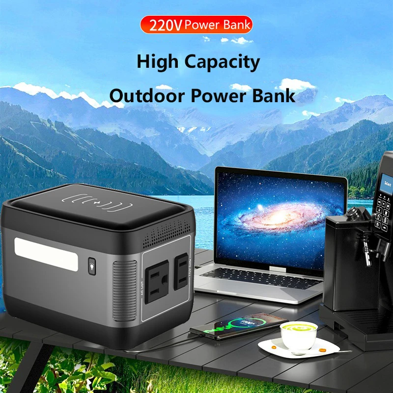 

100W Portable Power Station 74Wh Battery Wireless Fast Charger Powerbank with 12V DC 220V AC Output for Outdoor Camping RV Home