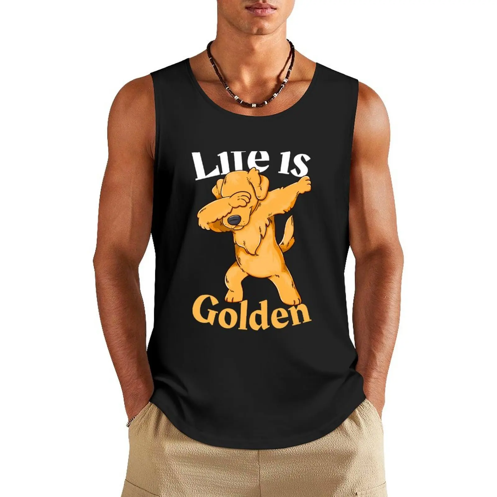 

Dabbing Golden Retriever - Life is Golden Tank Top gym men sleeveless shirts Men's sleeveless