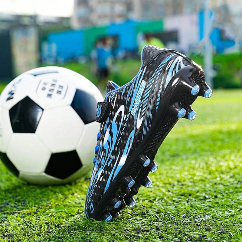 A pair of children's firm ground football shoes, convenient hook and loop strap, supportive for match practice, MZ‑189