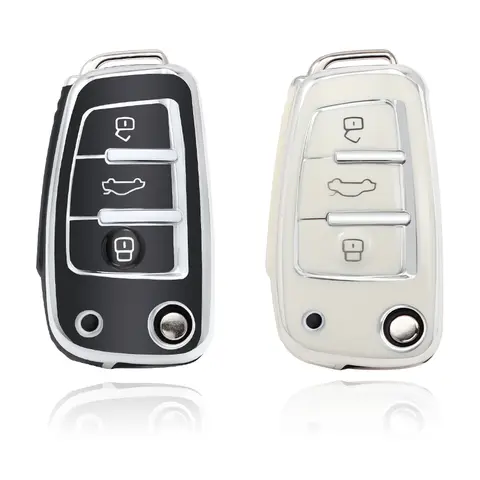TPU Car Key Case Full Cover Shell Fob For Audi A3 A4 A5 C5 C6 8L 8P B6 B7 B8 C6 RS3 Q3 Q7 TT 8L 8V S3 Holder Accessories