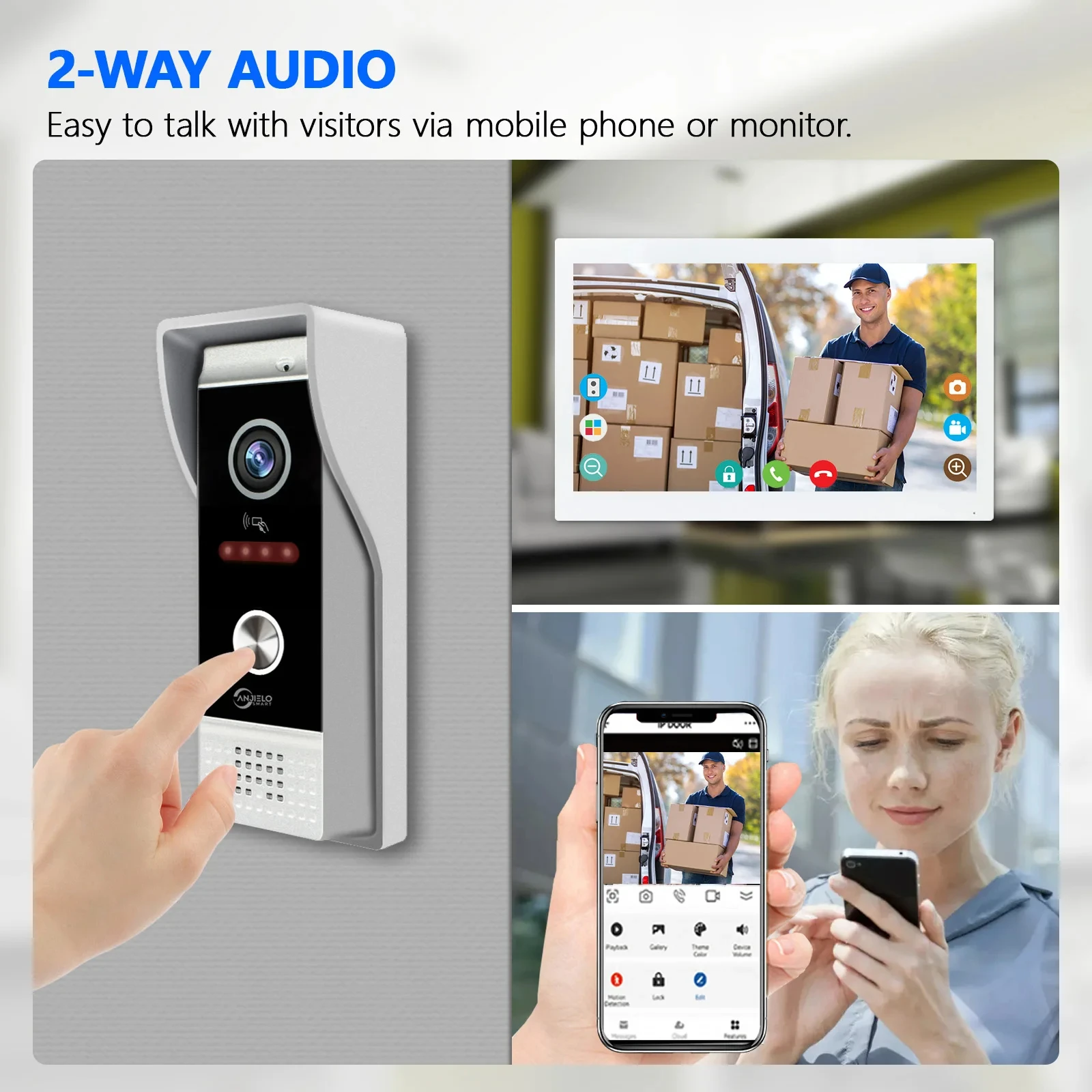 Interphone vidéo intelligent Tuya Home, écran tactile WiFi, sonnette vidéo 1080P, carte de contrôle d\'accès, kit de téléphone de porte Unlcok, carte