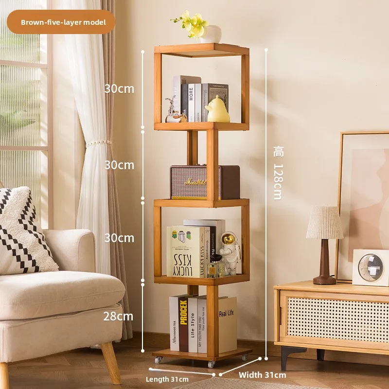 

Stable Bookshelf next to the desk Floor-to-ceiling student book storage bookshelf Multi-layer desk Movable wheeled coffee table