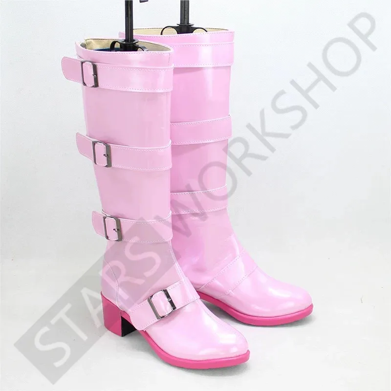 Zapatos de Cosplay The King Of Fighters KOF Shermie, Botas Largas rosas
