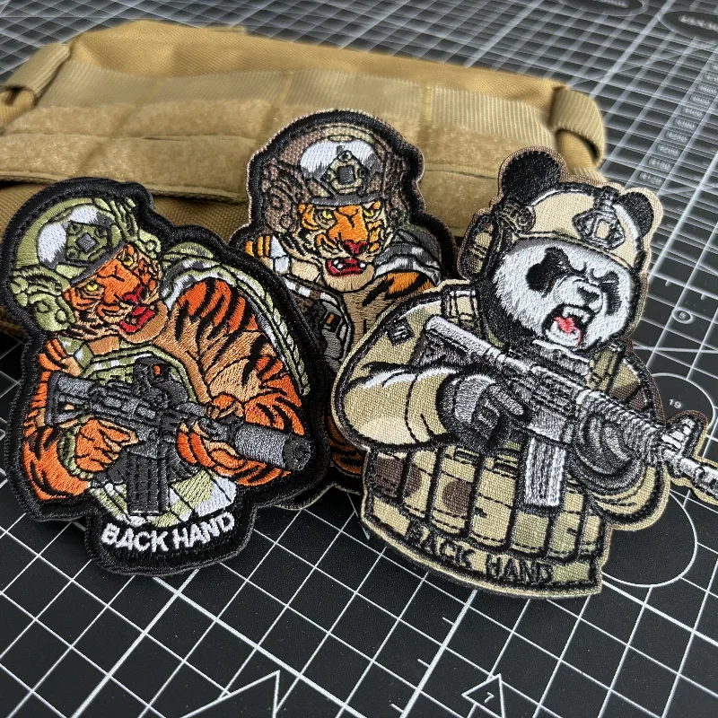 

Beast Warrior Tactical Patch Tiger Soldier Hook and Loop Panda Embroidery Patches Morale Badge Military Armband Backpack Sticker