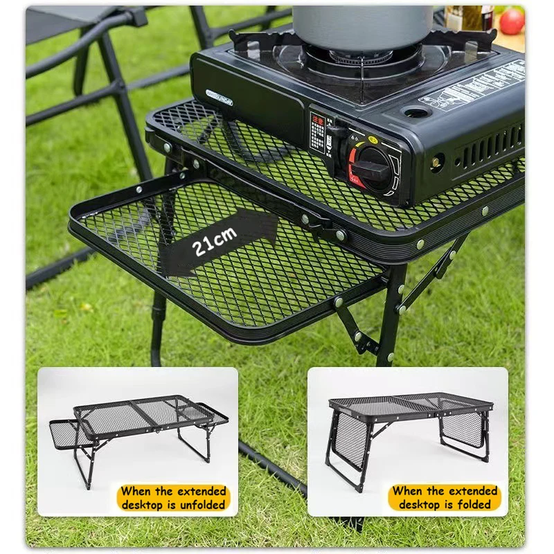 Camping Table Iron Mesh Folding Table Portable Outdoor Camping With Lifting Shelf Aluminium Alloy Dining Table