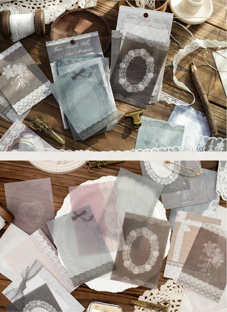 Journal GO 20 Blatt Lace Moments Gemischte Vintage-Weiß-Kraft- & Transparentpapiere für Scrapbooking, Junk Journals & DIY-Collagen – Detail 14