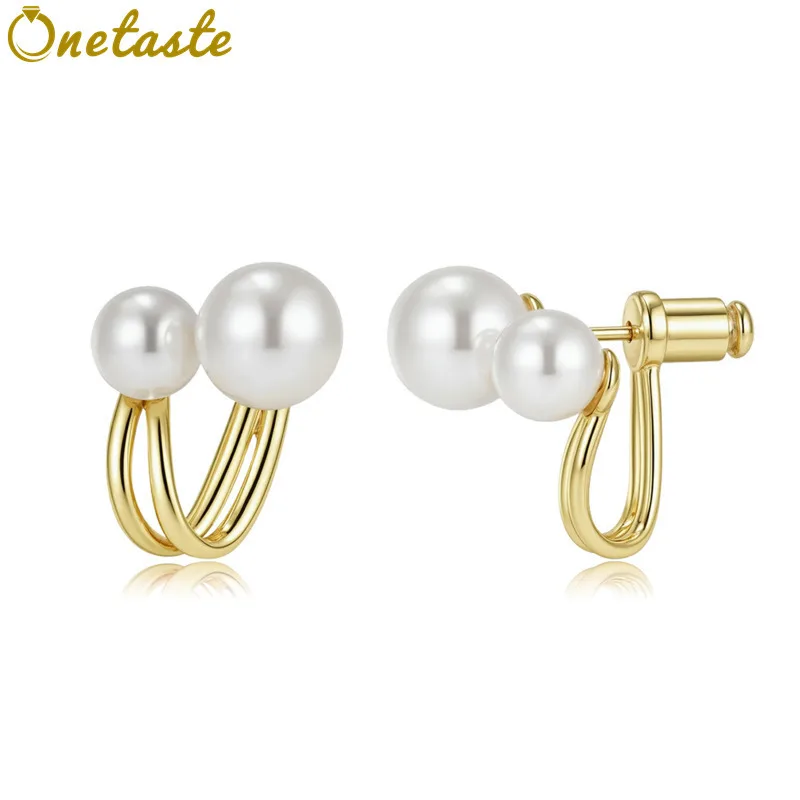 925 Sterling Silver Double Shell Pearl Stud Earrings For Women Simple Minimalism Unique Beads Ear-wrapped Earring 2026 New