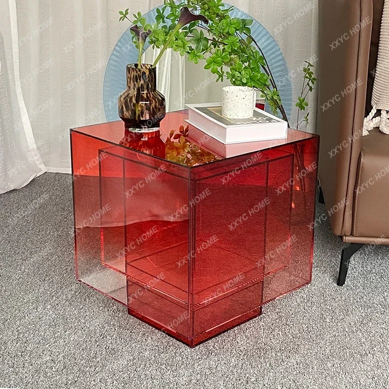 X36 Gradual Change Blue Acrylic Coffee Table Small Apartment Model Room Personality Creative New Square Side Table