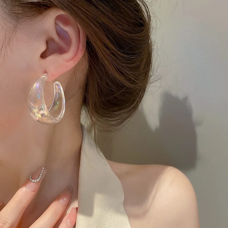 Moda koreańskie kolczyki w kolorze AB szerokie typu C kolczyki damskie w stylu Vintage nieregularne zwisające kolczyki dla kobiecej biżuterii imprezowej — zdjęcie 6