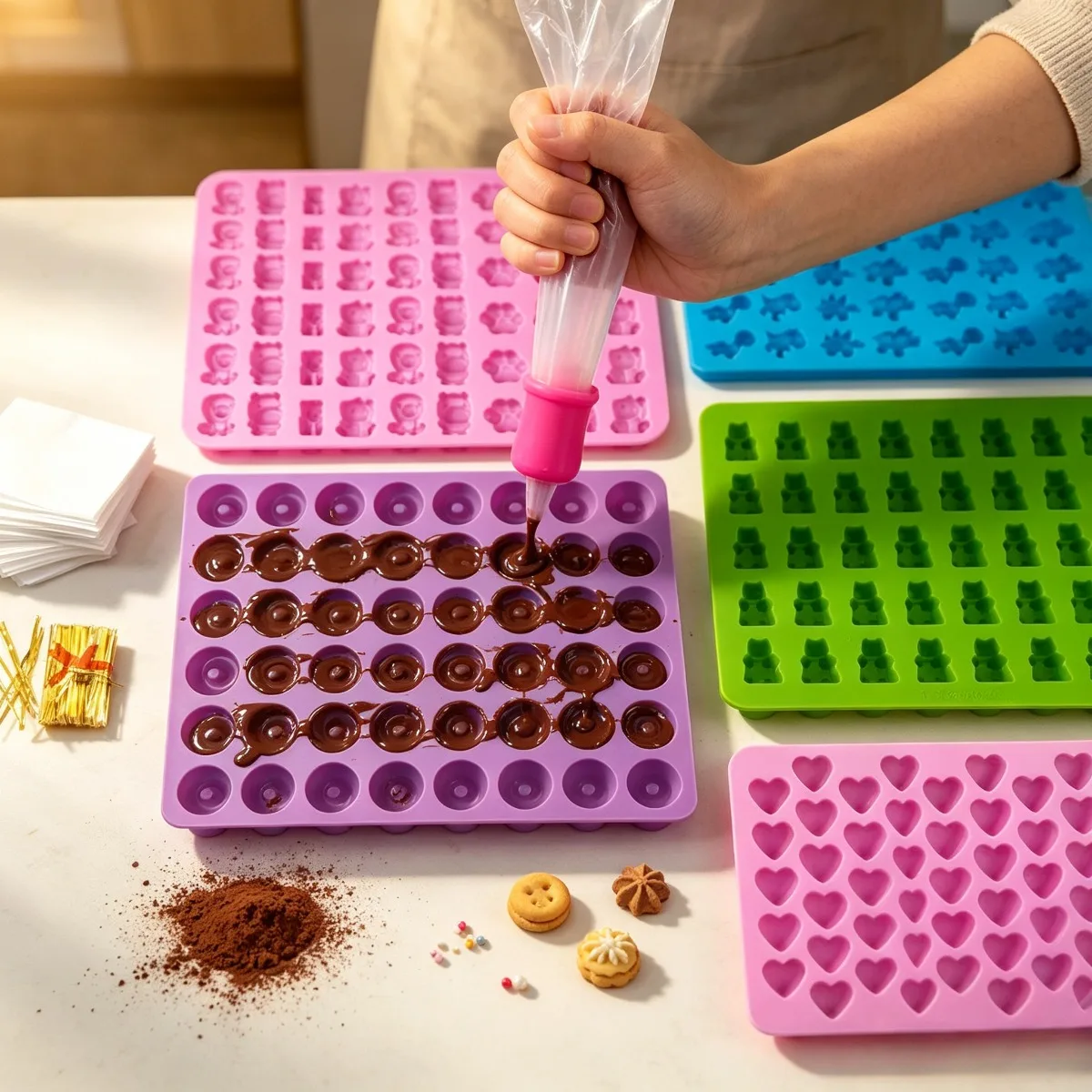 Mini Silicone Chocolate Fudge Molds with Dropper Nonstick Food Grade  Bear Jelly Cake Candy DIY Baking Tool Kitchen Set for Home
