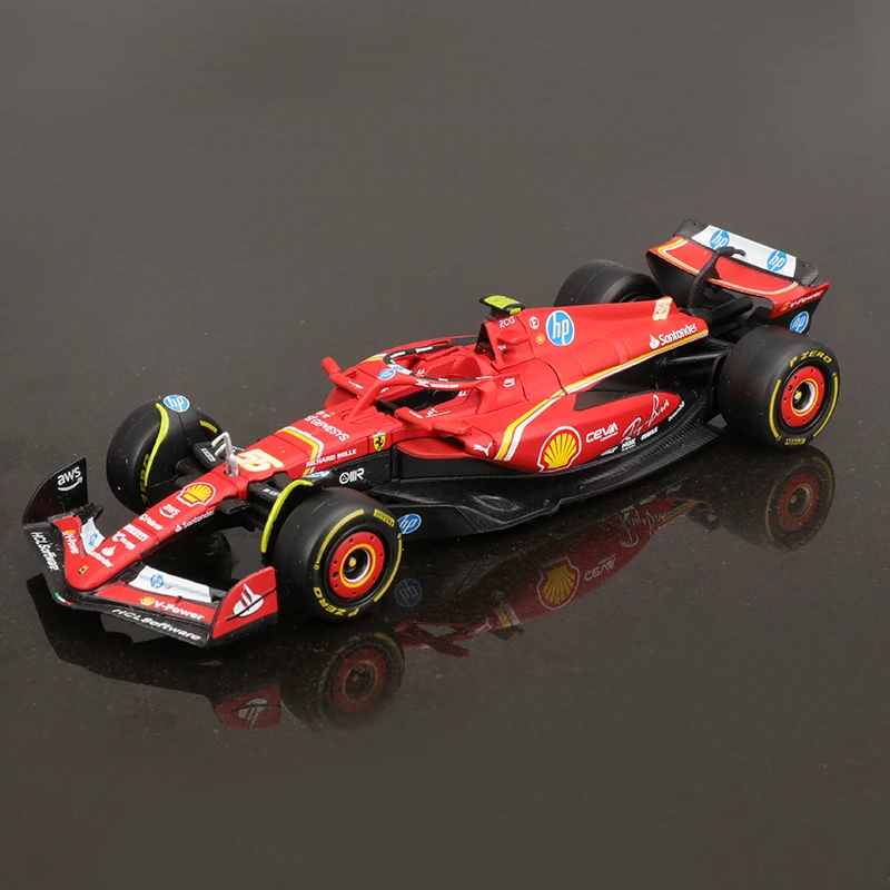 Bburago-لعبة سيارة سباق للأولاد ، صيغة Formula Ferrari ، سيارة معدنية ، Sf24 ، موديل Die Cast ، 16 Leclerc 55 Sainz ، F1 collece ، هدايا للأولاد ، جديدة