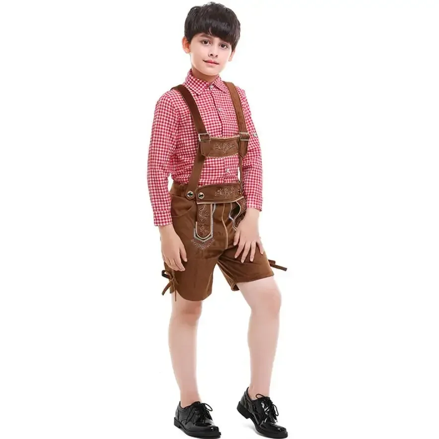 Costume d'Oktoberfest Lederhanced pour enfants, vêtements de fête de festival bavarois, olympiques de paupières pour enfants, spectacle sur scène, carnaval pour garçons