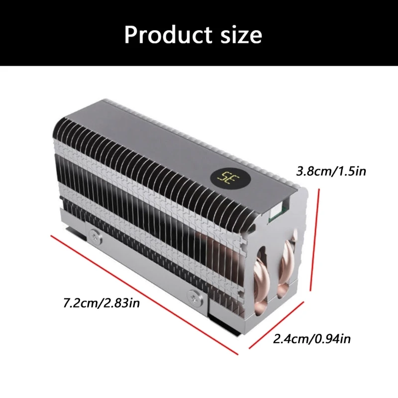 Refroidisseurs métalliques M.2 SSD 2280 avec tuyaux en cuivre doubles et affichage de la température intégré pour une Dissipation thermique efficace