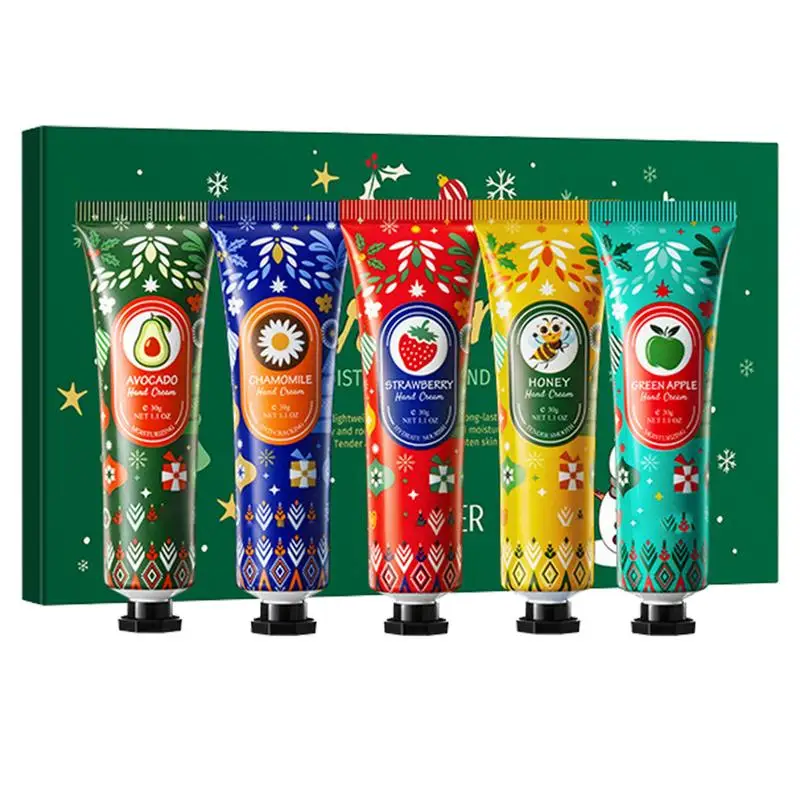 

5pcs/set Christmas Hand Cream Scented Hand Lotion Deep Moisturizing Nourishing Brightening Hydrating Hand Creams Hands care