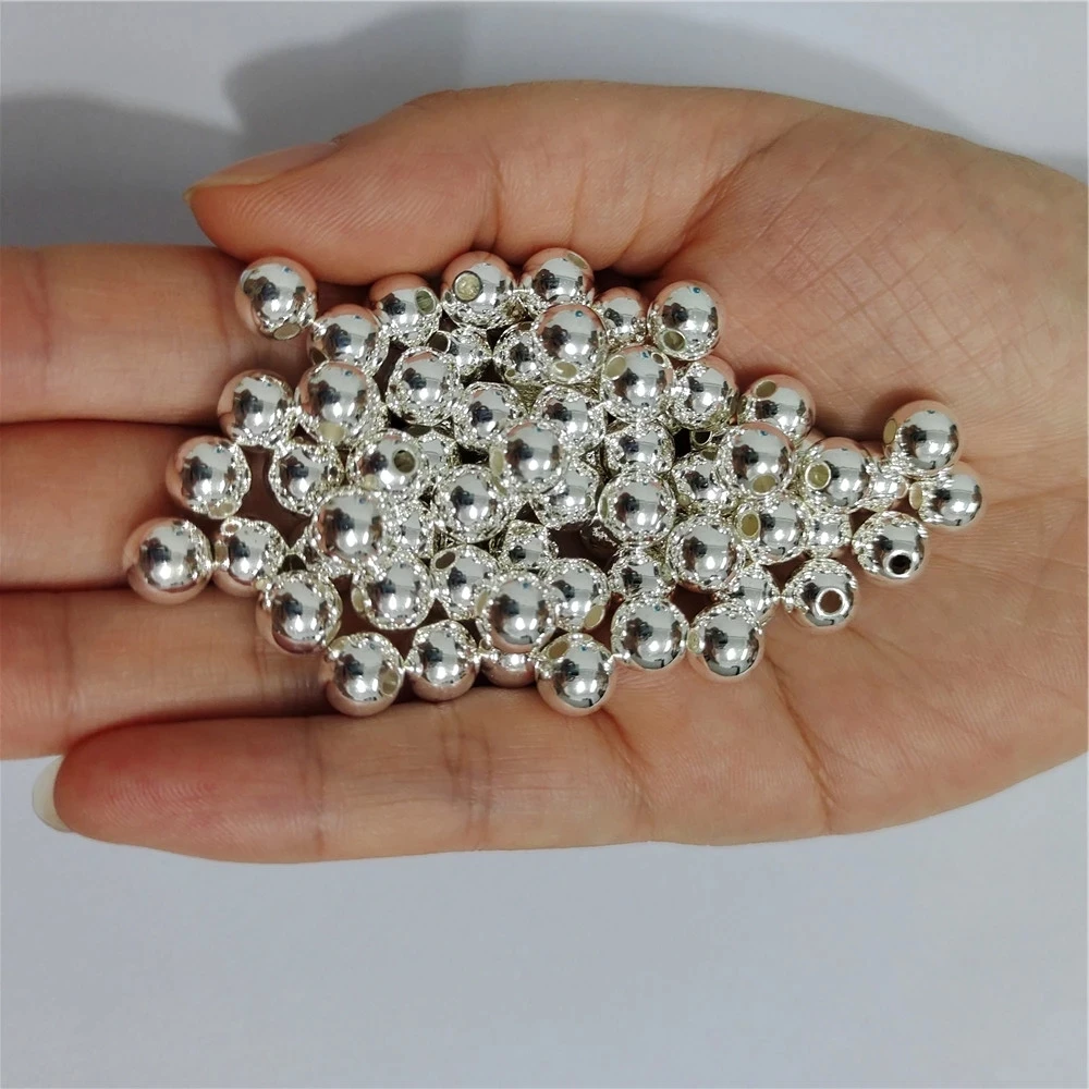 3mm-12mm Imitation Pearls Gold/Silver Loose Metal Smooth Spacer Beads for Needlework Accessories & Jewelry Making