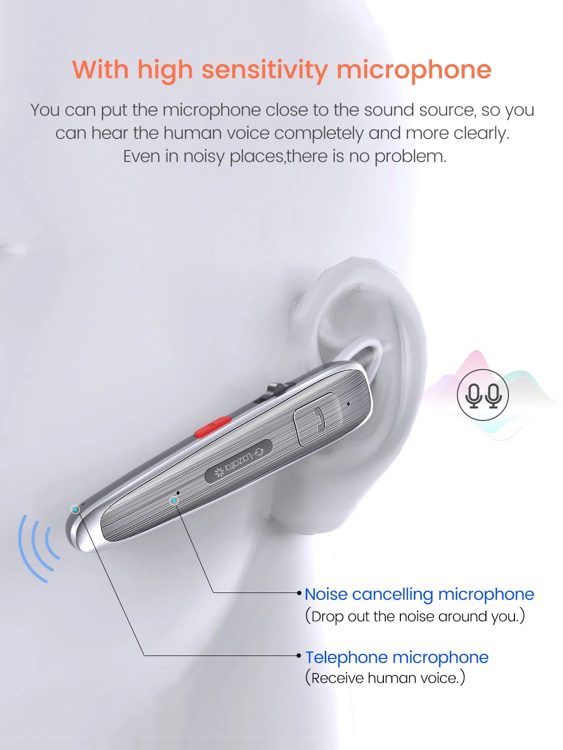 Wireless Bluetooth Headphone 5.1 Earphones Headset with Dual Mic Hands-Free Noise Canceling Earpiece for Driving/iphone/xiaomi