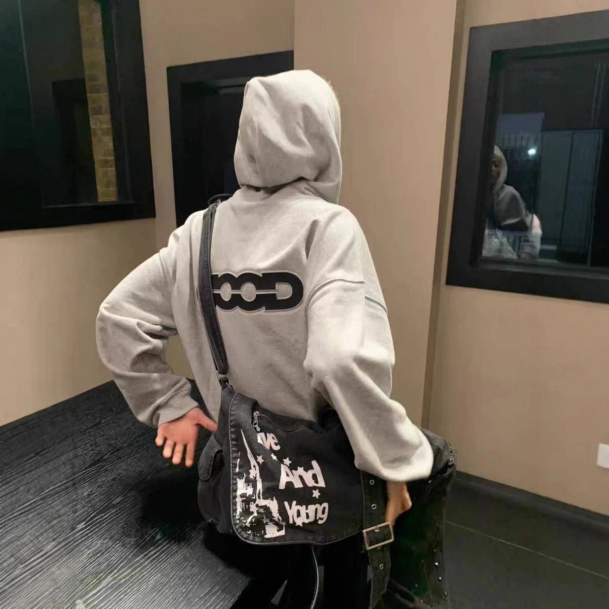 Premium Quality Goodbrand New Hooded Zipper Sweatshirt with Letter Geometric Pattern Embroidery, Drop Shoulder, Oversized Fit