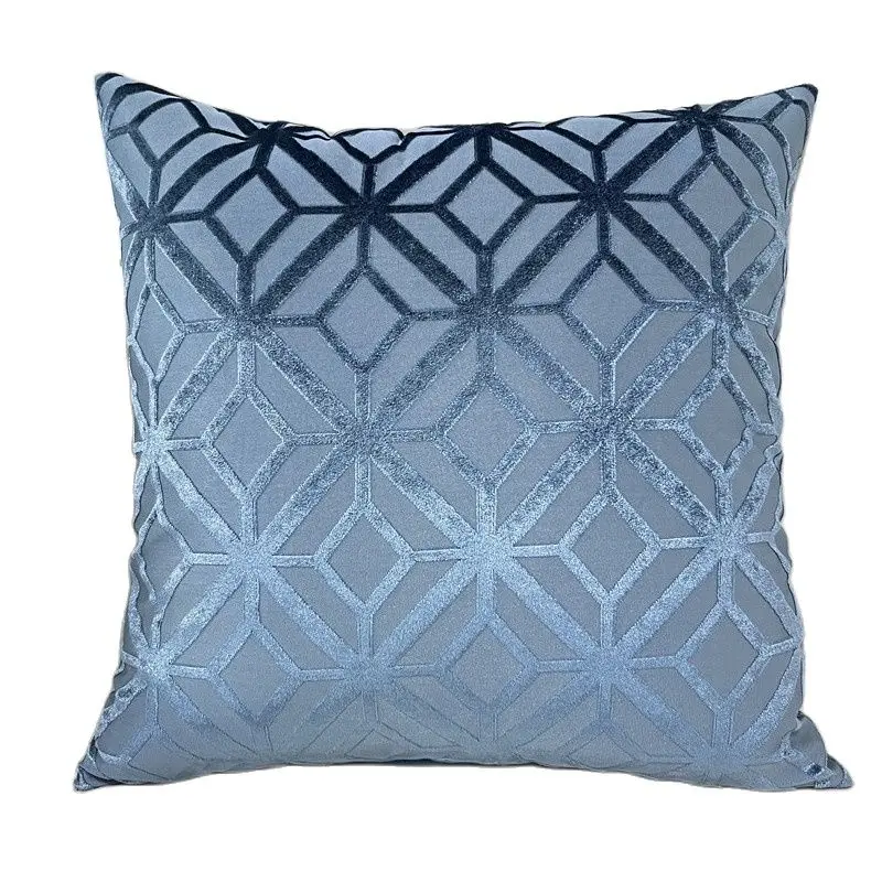 Luxury European Solid Jacquard Geometric Cushion Cover Sofa Decorative Cutting Velvet Throw Pillowcase Pillow Coverfrom Factory