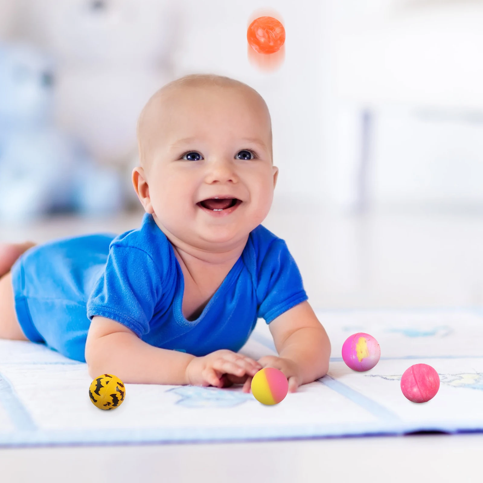 30個 カラフルなソリッドゴム製弾むボール クリエイティブなバウンスボール 子供用ジャンプボール 子供用遊び用 (ランダムカラー)