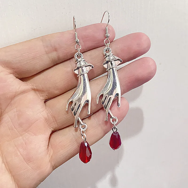 Street Stylish Ladies Finger Crystal Earring Creative Tassel Hand Star Eardrop Punk Style Women Ear Hoop Fashion Jewelry Gifts