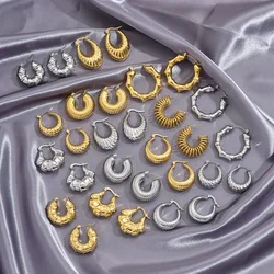 Hot Sale Stainless Steel Hoop Earring For Women Girl Vintage Punk Gold/Silver Color Earring No Fade Jewelry