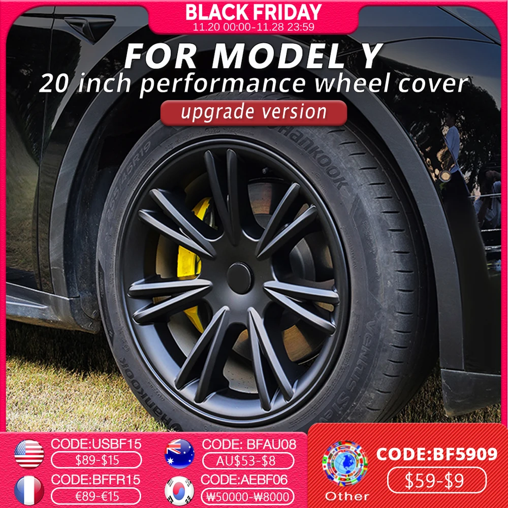 

4PCS Hub cap Performance Replacement Wheel Cap 19-Inch Automobile Hubcap Full Rim Cover Accessories for Tesla Model Y 2018-2023