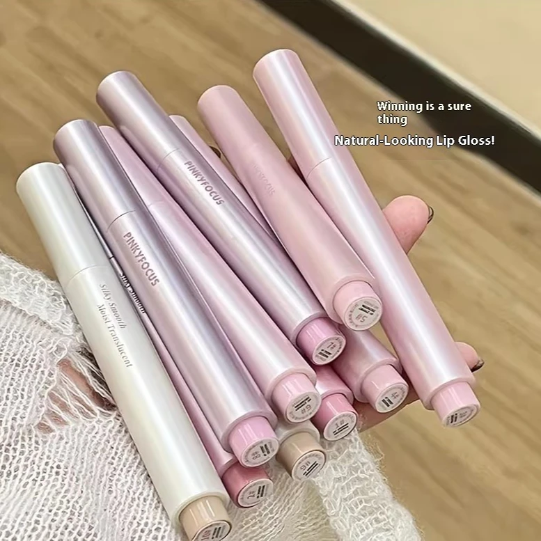 다이아몬드 핑크 글리터 솔리드 젤리 립글로스 펜 보습 미러 워터 립스틱 라이트 필름 형성 비퇴색 글로스 화장품