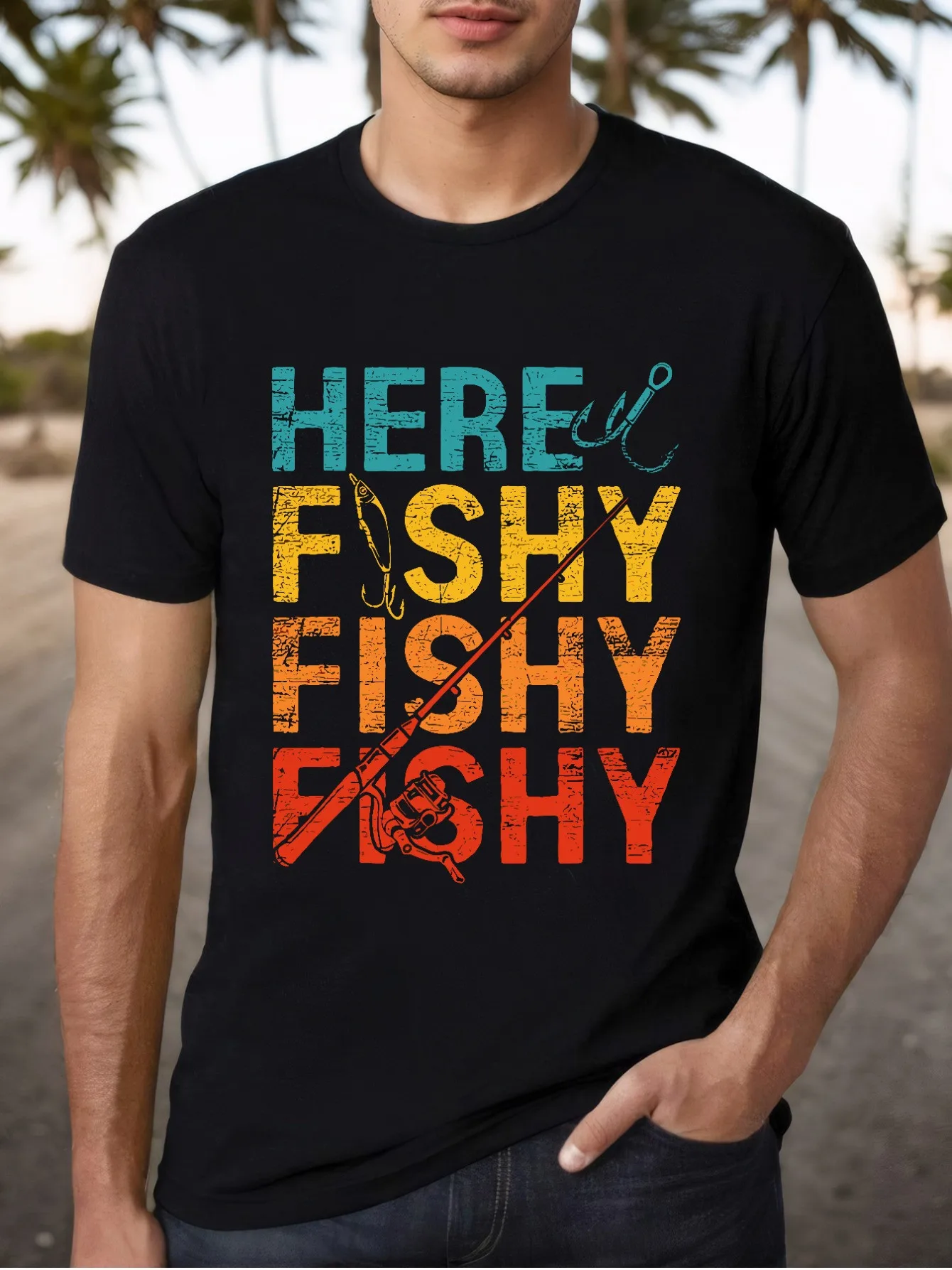 

Хлопковая футболка унисекс для рыбалки Top Pick Local «Here Fishy Fishy»