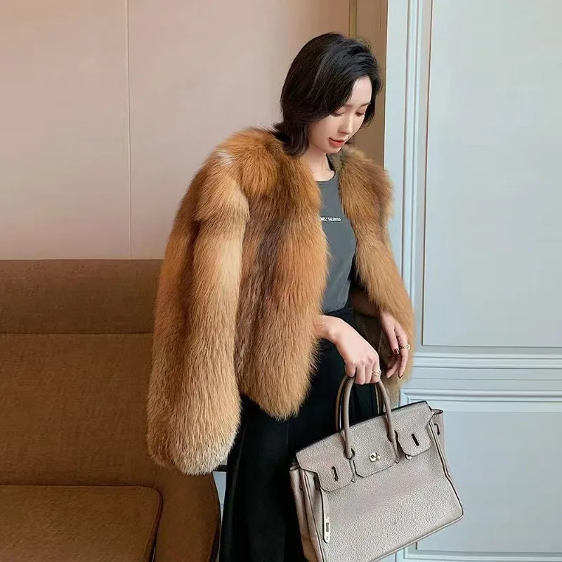 2026 Autumn and Winter Casual Silver Fox Fur Jacket Women Cotton Thickened Warm Korean Version Thin Young Fur Long-sleeved Coat