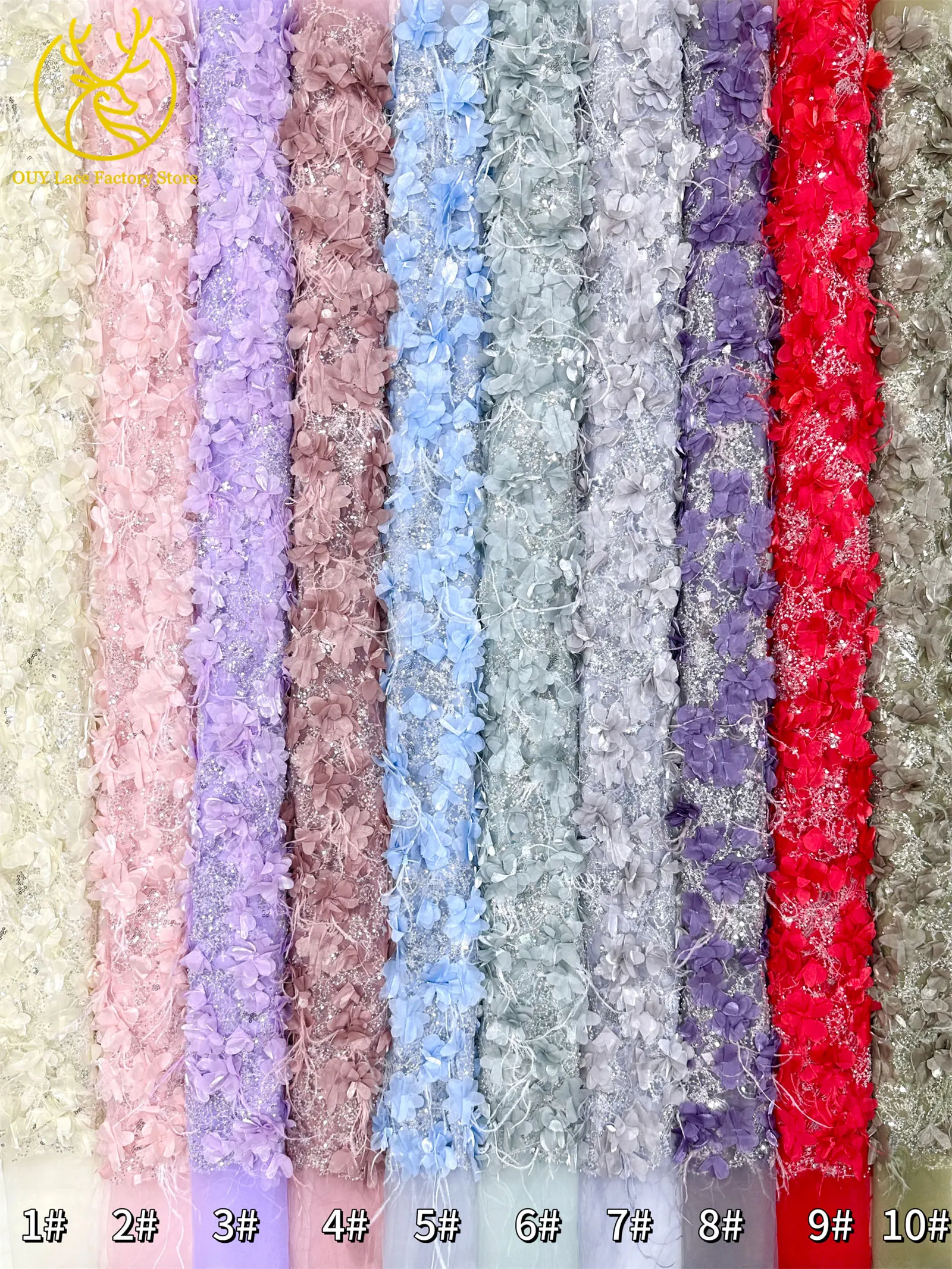 Exquisite 3D-Applikation Französische Pailletten Tüllspitze 2026 Hochwertige Perlenbesetzte Afrikanische Spitze Rotes Nigerianisches Hochzeits-Abendkleid – Detail 3