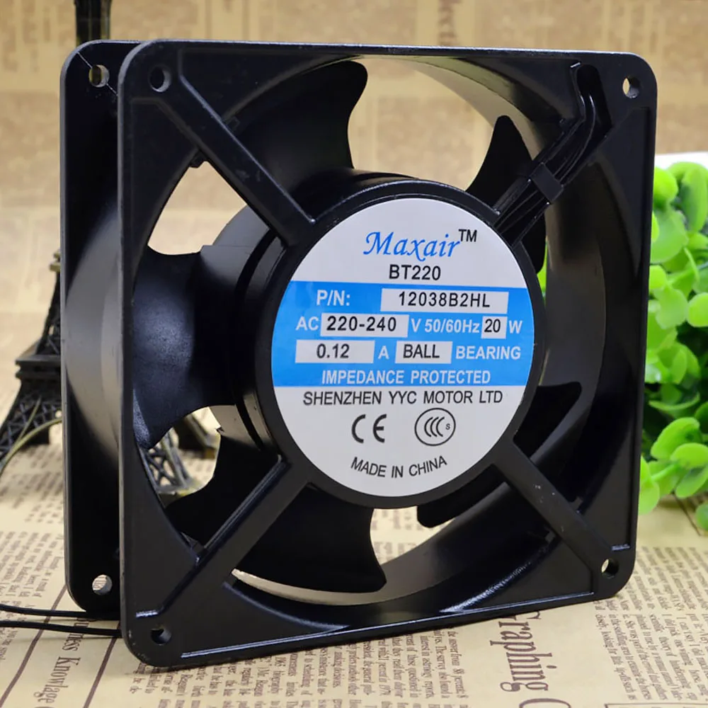 

NEW BT220 AC 220V - 240V 0.12A 20W 12038 12CM 12038B2HL cooling fan 120X120X38MM BALL BEARING