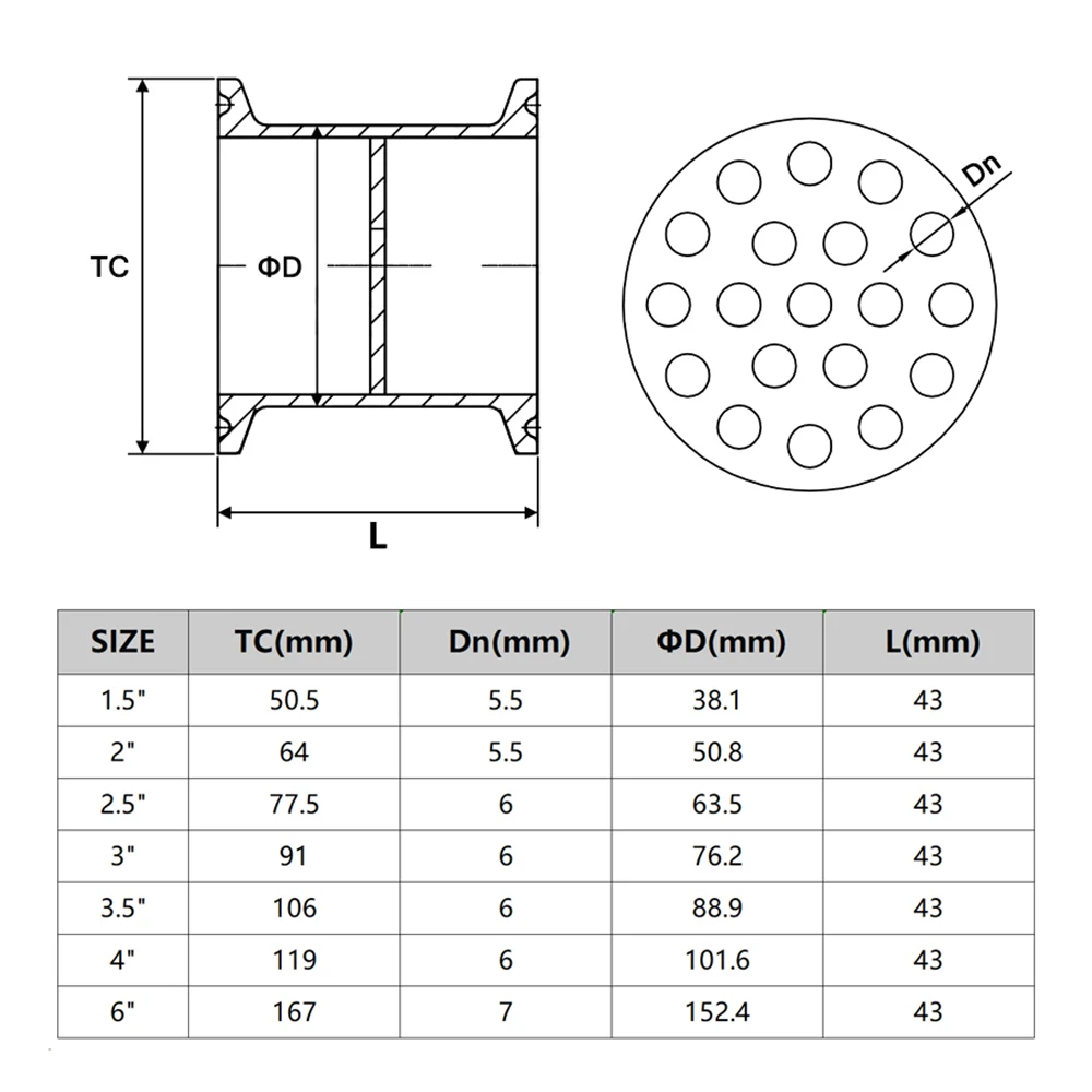 304 Stainless Steel Sanitary Tri Clamp Filter Food Grade Pipeline Strainer Herb Oil Extractor Filter Screen 1.5