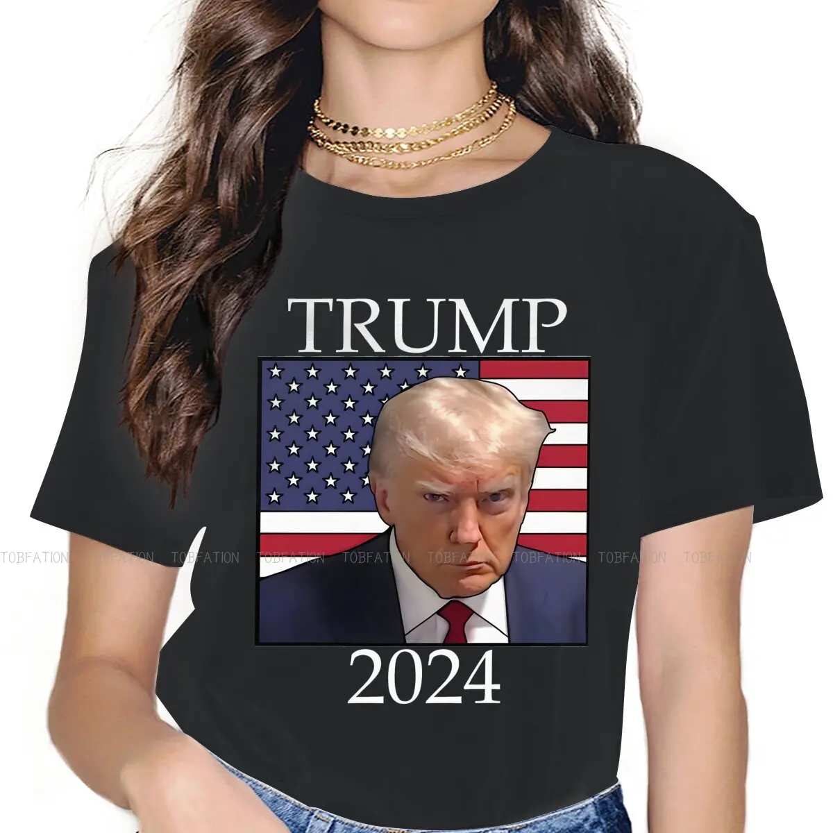 Mugshot 2024 4XL 5XL TShirt Trump USA Pure Cotton Original T Shirt Woman Clothes Fashion Fluffy