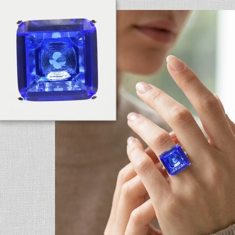 Buy 5 Get 1 Free 22x22mm Big Gemstone Violet Tanzanite Red Blood Ruby Green Peridot London Blue Topaz CZ Dating Silver Rings