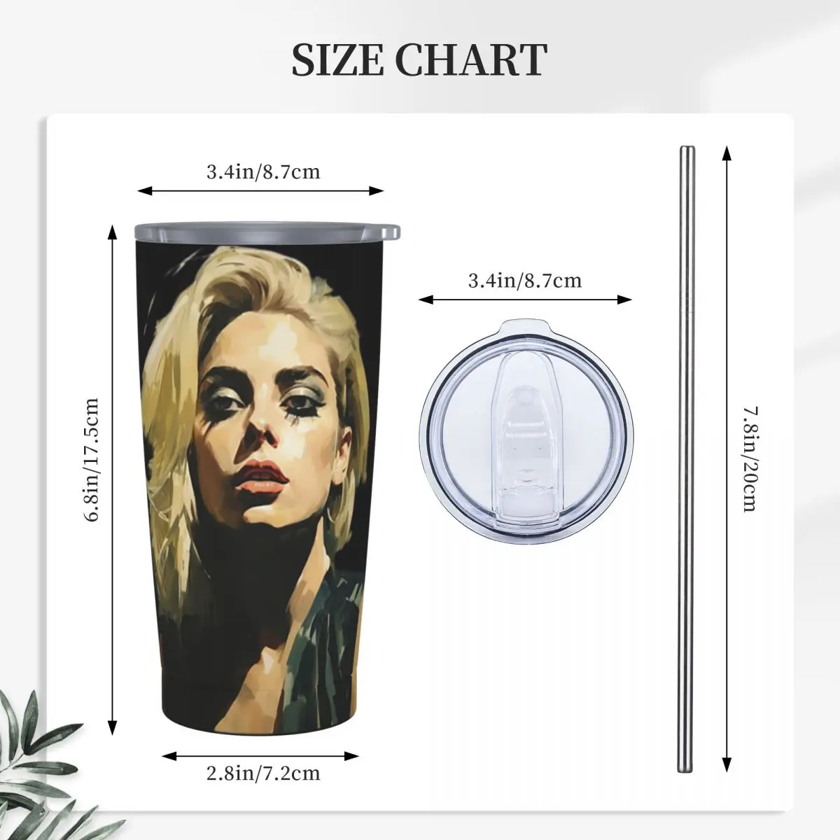 Singer Lady Gaga Stainless Steel Tumbler Vacuum Insulated Mug Thermal Cold Cups Straws With Lid 20oz