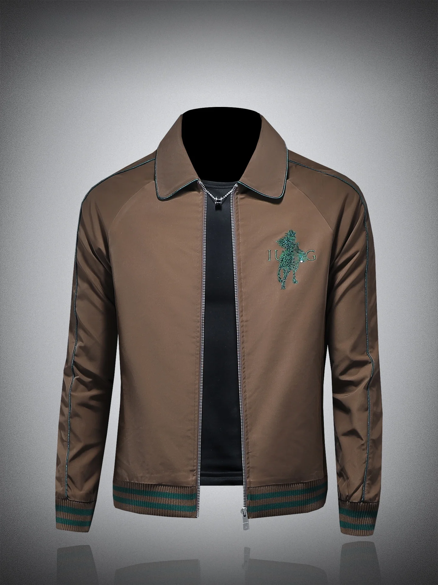 

Ele Men's Jaet Casual Embroidered Collar Spring Autumn Wear Polyester Fabric Slim Fit Sle Faionable Personali