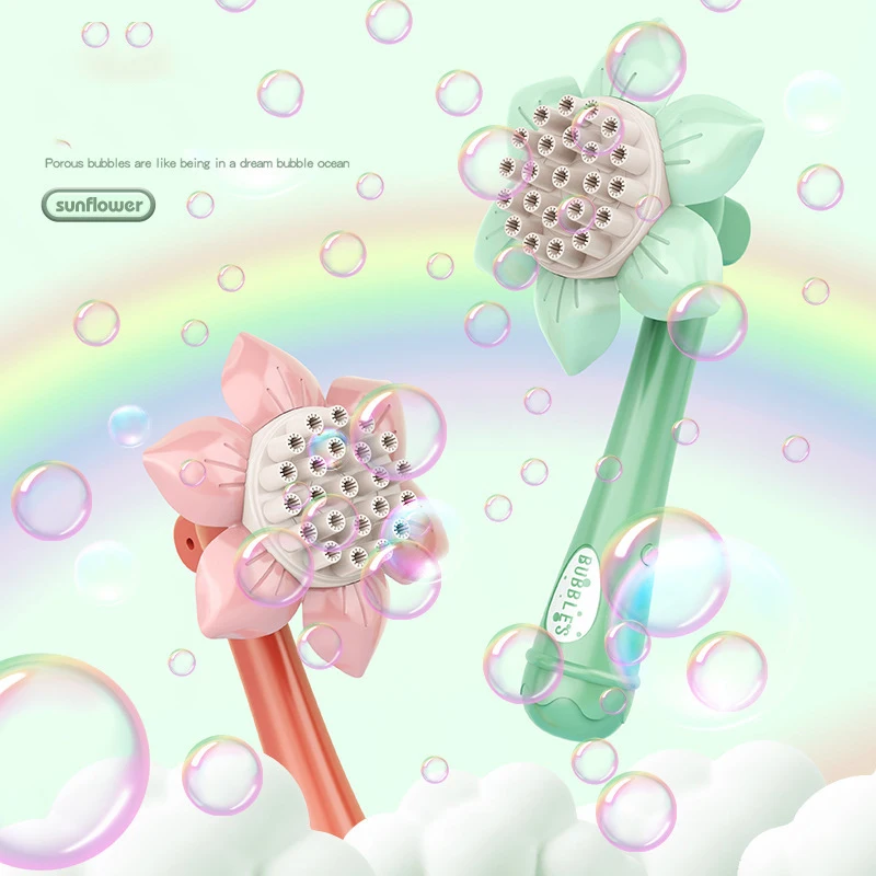 23 Holes Sunflower Handheld Bubble Machine Soap Automatic Bubble Gun Kids Toys Outdoor Wedding Party Games Toys Childern Gift