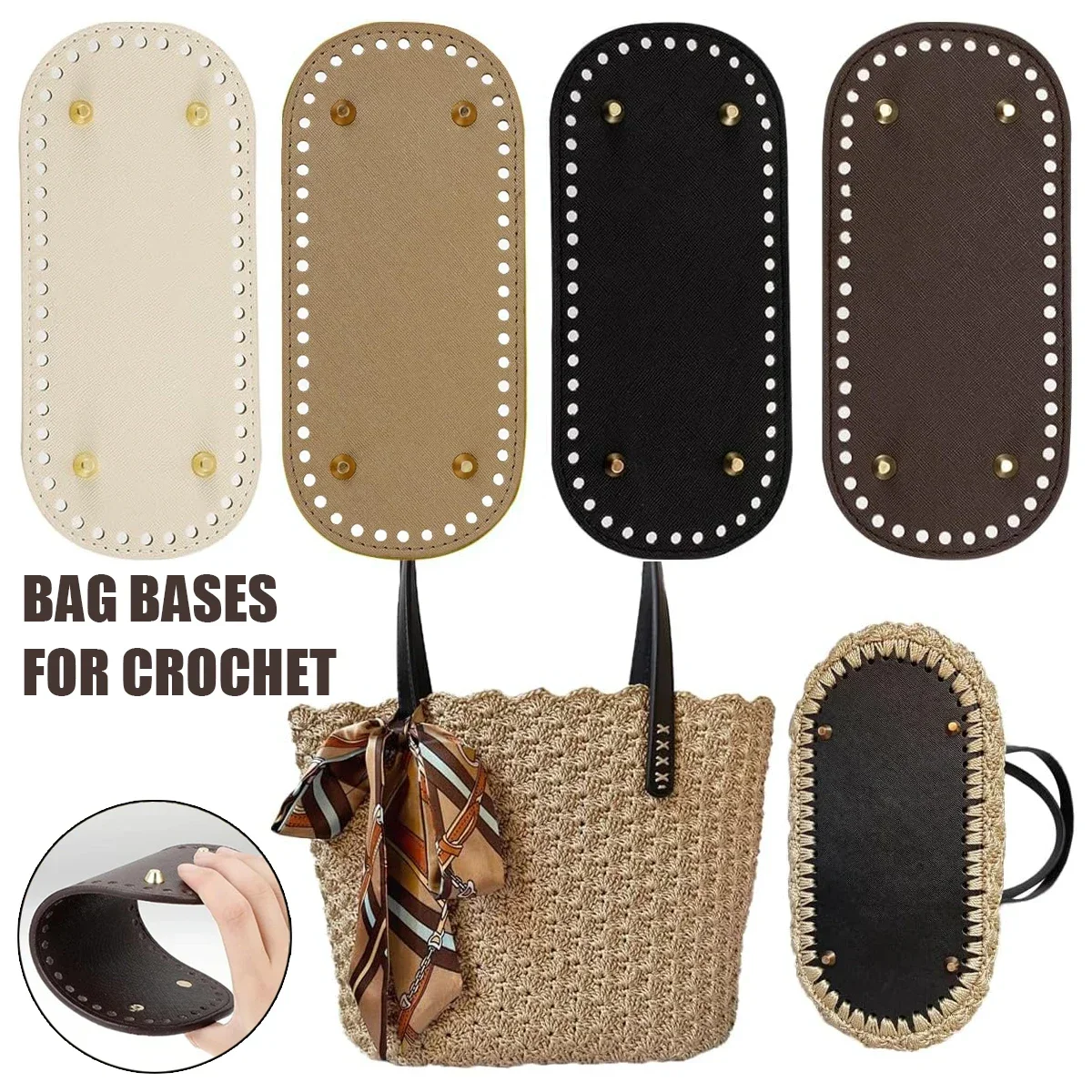 Bag Bases for Crochet PU Leather Bag Bottom Shaper Pad Oval Cushion Base for DIY Crochet Bags Handbag Tote Purse Making Supplies
