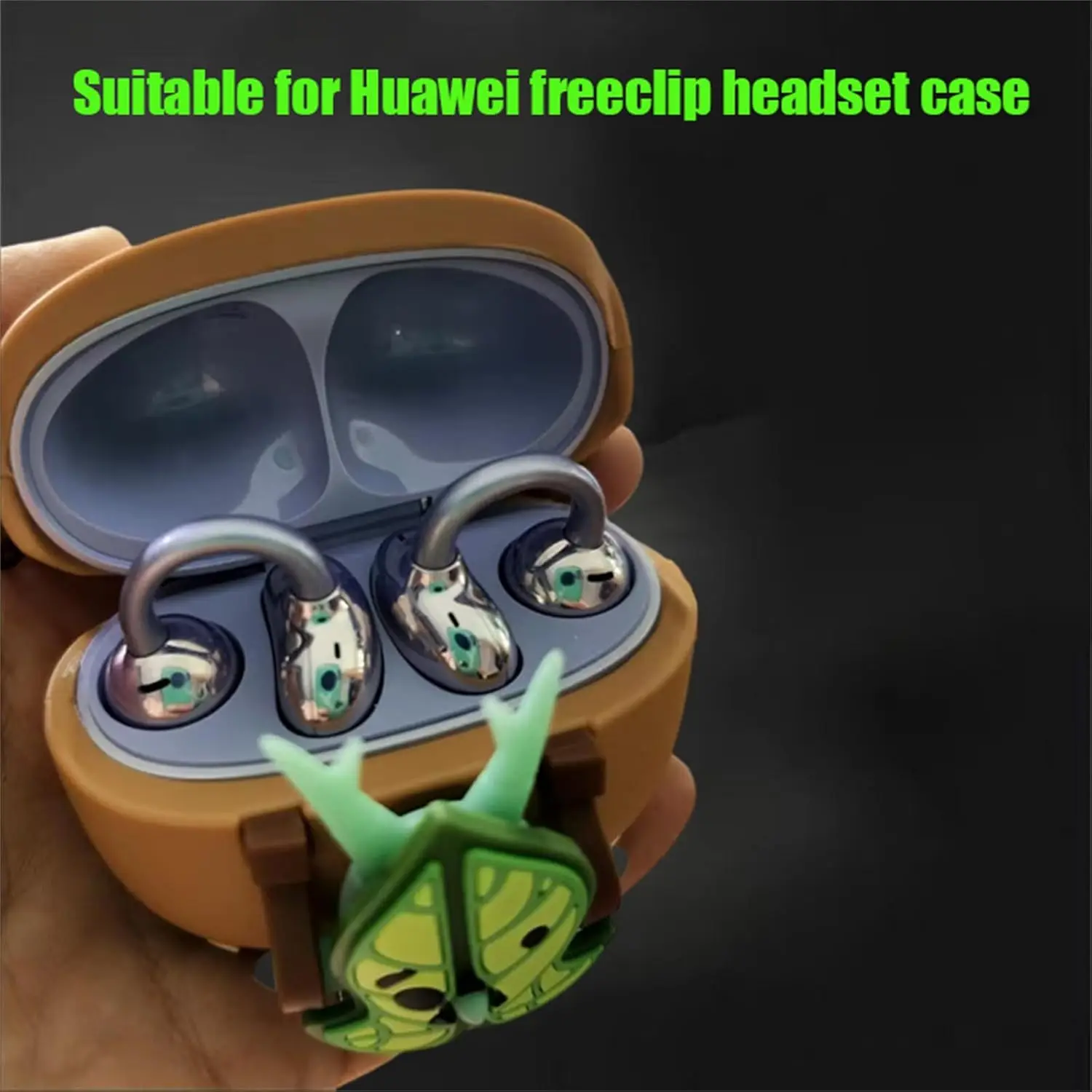 حافظة سماعة رأس لهاتف هواوي فري كليب، حافظة لسماعات الأذن من السيليكون بتصميم الرسوم المتحركة اليهاهاى اللطيفة مع خطاف للأولاد والبنات