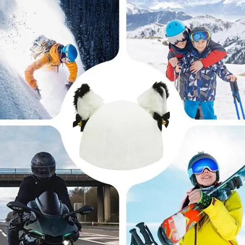 Ski Helmet Cover Bells Cat Ears Helmet Wrap half Helmet Accessories Elastic Washable Protections Covers for Adult and Kid