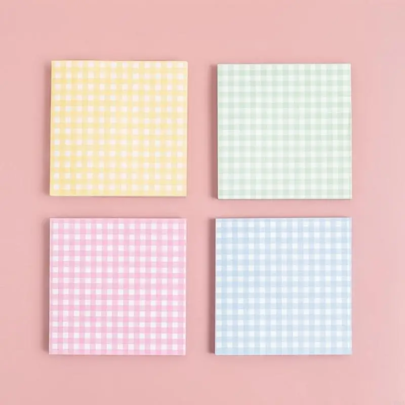 8 Pcs Plaid Sticky Notes Simple Memos Pad Sticky Note Colorful Notepads School Supplies for Student