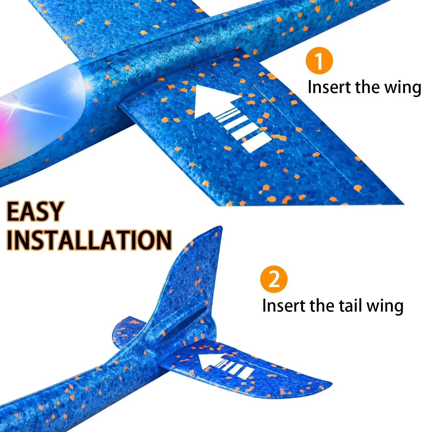 50CM Foam Plane Flying Glider Toy With LED Light Large Outdoor Game Hand Throw Airplane Aircraft Model Toys for Children Boys