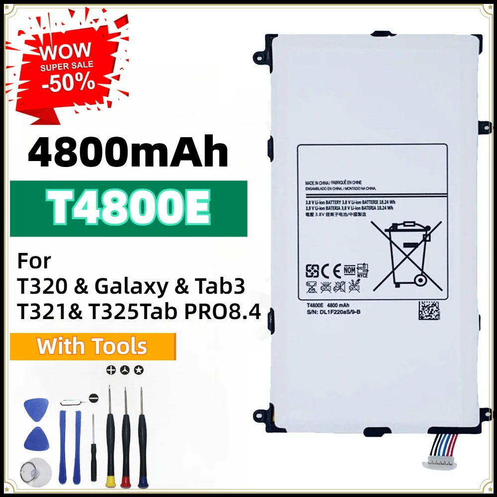 Replacement Li-ion Battery for Samsung Tab Pro 8.4 T320 Tab 3 T321 T325 Tablet T4800E with Installation Tools